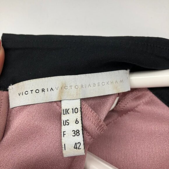 Victoria Beckham Blossom Pink & Black Contast Collar Mini Dress size 6 - Picture 5 of 12